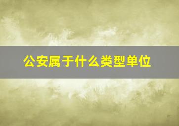 公安属于什么类型单位