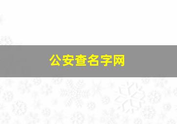 公安查名字网