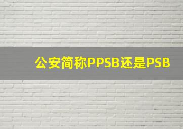 公安简称PPSB还是PSB