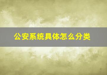 公安系统具体怎么分类