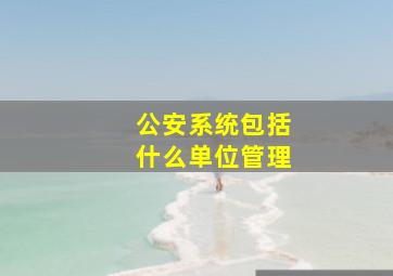 公安系统包括什么单位管理