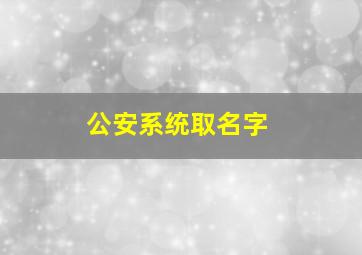 公安系统取名字