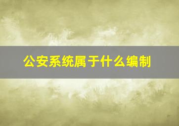 公安系统属于什么编制