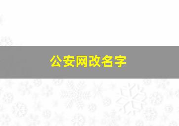 公安网改名字