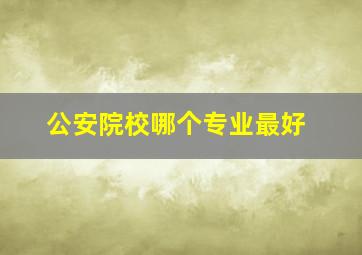 公安院校哪个专业最好