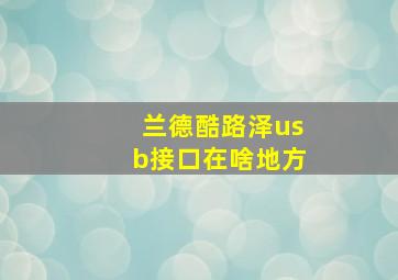 兰德酷路泽usb接口在啥地方