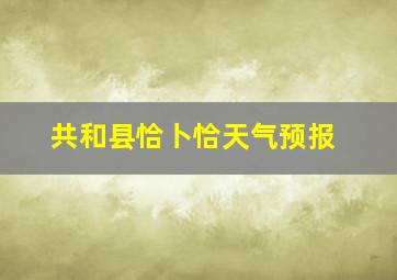 共和县恰卜恰天气预报