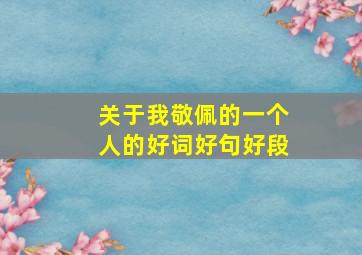 关于我敬佩的一个人的好词好句好段