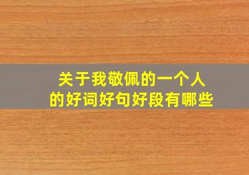 关于我敬佩的一个人的好词好句好段有哪些