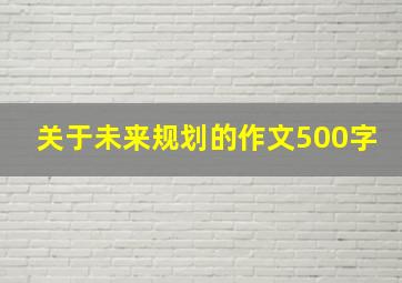 关于未来规划的作文500字