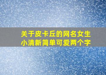 关于皮卡丘的网名女生小清新简单可爱两个字