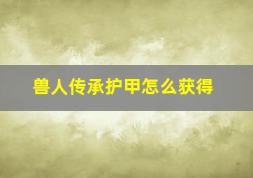 兽人传承护甲怎么获得