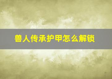 兽人传承护甲怎么解锁