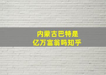 内蒙古巴特是亿万富翁吗知乎