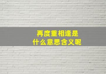 再度重相逢是什么意思含义呢