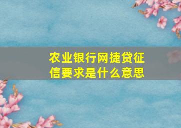 农业银行网捷贷征信要求是什么意思