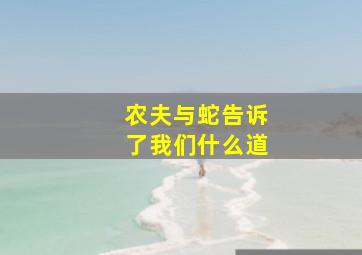 农夫与蛇告诉了我们什么道