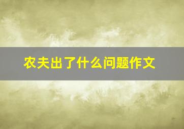 农夫出了什么问题作文