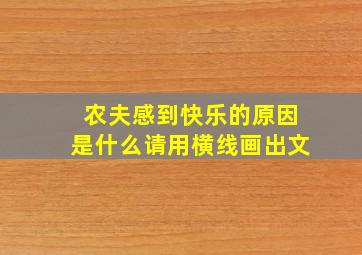 农夫感到快乐的原因是什么请用横线画出文