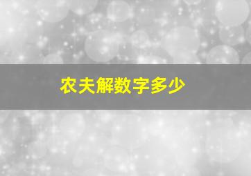 农夫解数字多少