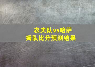 农夫队vs哈萨姆队比分预测结果