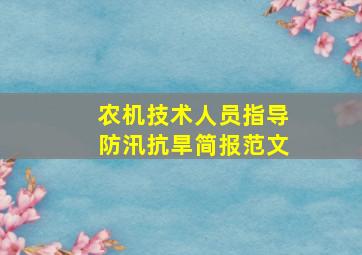 农机技术人员指导防汛抗旱简报范文