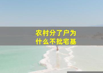 农村分了户为什么不批宅基