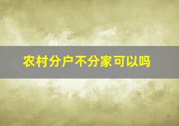 农村分户不分家可以吗