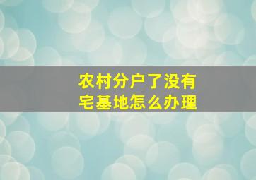 农村分户了没有宅基地怎么办理