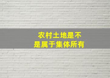 农村土地是不是属于集体所有