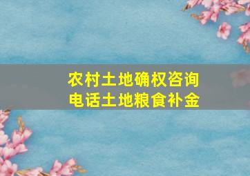 农村土地确权咨询电话土地粮食补金