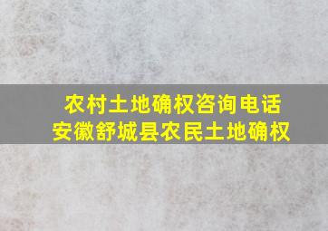 农村土地确权咨询电话安徽舒城县农民土地确权