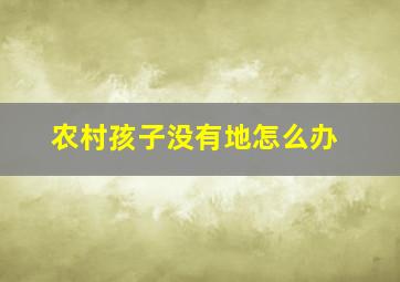 农村孩子没有地怎么办