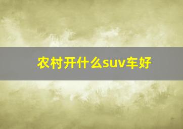 农村开什么suv车好