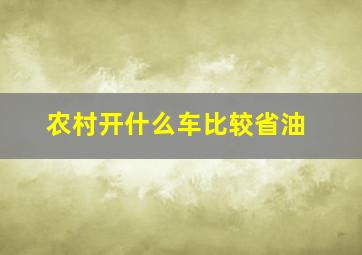 农村开什么车比较省油