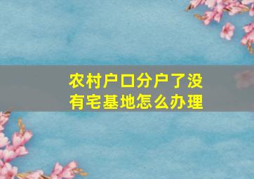 农村户口分户了没有宅基地怎么办理