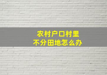 农村户口村里不分田地怎么办