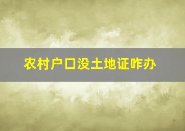 农村户口没土地证咋办