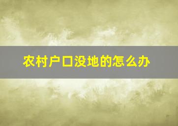 农村户口没地的怎么办