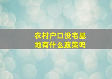 农村户口没宅基地有什么政策吗