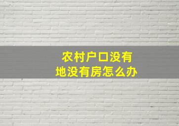 农村户口没有地没有房怎么办