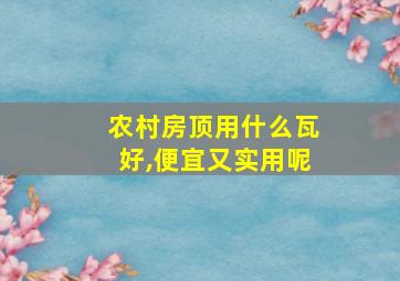 农村房顶用什么瓦好,便宜又实用呢