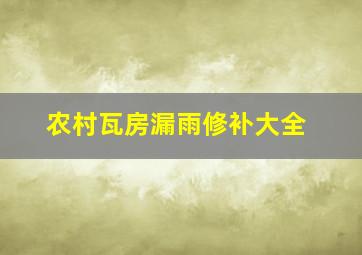 农村瓦房漏雨修补大全