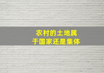 农村的土地属于国家还是集体