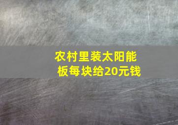 农村里装太阳能板每块给20元钱