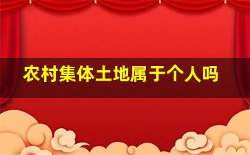 农村集体土地属于个人吗