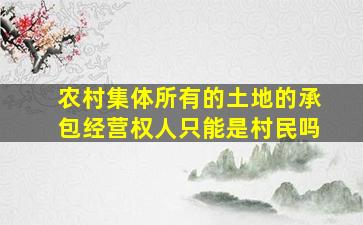 农村集体所有的土地的承包经营权人只能是村民吗