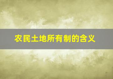 农民土地所有制的含义