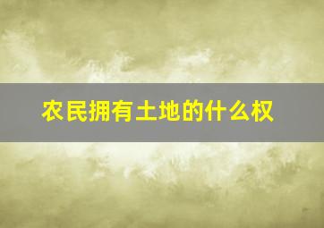 农民拥有土地的什么权