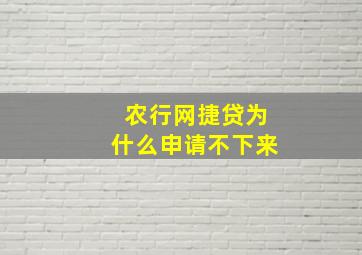 农行网捷贷为什么申请不下来